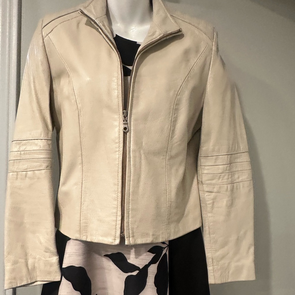 Women's Beige Leather Jacket